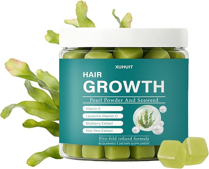 Hair Gummies with Sea Moss Vitamin C &amp E Aloe Vera | Supports Scalp Health &amp Hair Resilience | Supports Vibrant Hair Skin &amp Nails | Vegan-Friendly 60 Count (1)