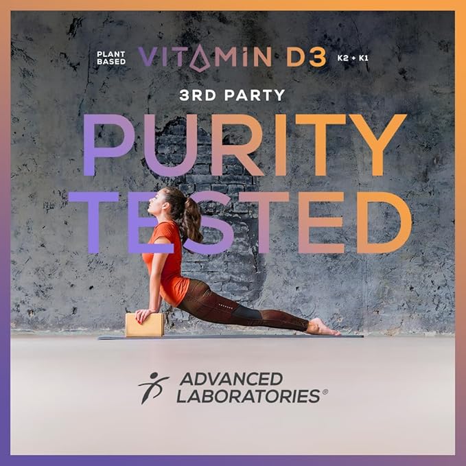Vegan Vitamin D3 10000iu with K1 K2: Natural Plant Based D3 - Burp-Free Patented Coconut MCT Powder for Improved Absorption - Immune Support &amp Bone Structure (90 Servings) Wildcrafted D3 Lichen