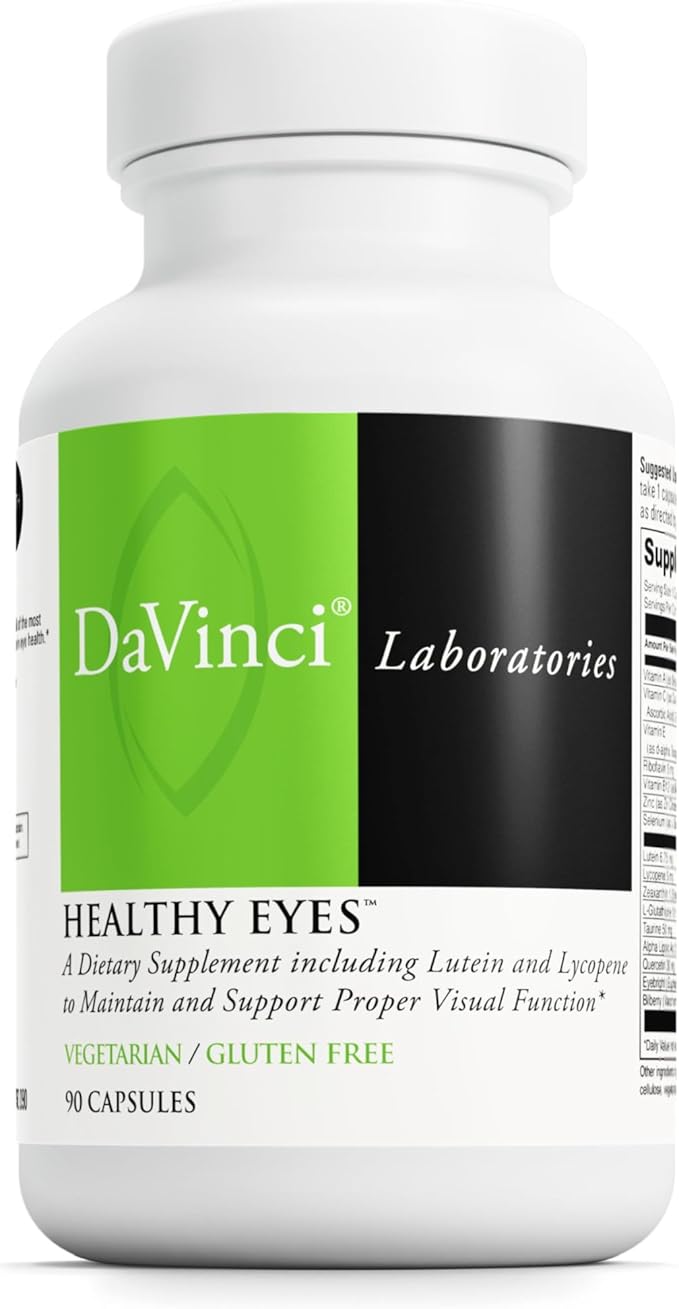 DAVINCI Labs Healthy Eyes - Dietary Supplement to Maintain Healthy Visual Function and Support Eye Health* - with Vitamins Minerals Lutein Lycopene Zeaxanthin and More - 90 Vegetable Capsules