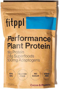 Plant Based Protein Powder w/Superfoods Ashwagandha Reishi Lions Mane for Optimal Health | 18G of Organic Chocolate Vegan Protein Gluten Free Stevia Free Sugar Free 20 Servings