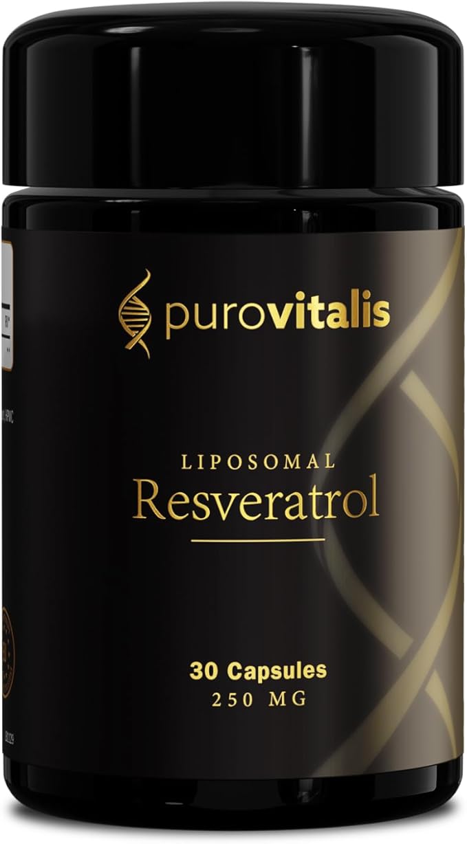 PUROVITALIS Liposomal Resveratrol 250mg 30 Servings (30 Vegan Capsules) High Purity Trans-resveratrol Antioxidant Supplement