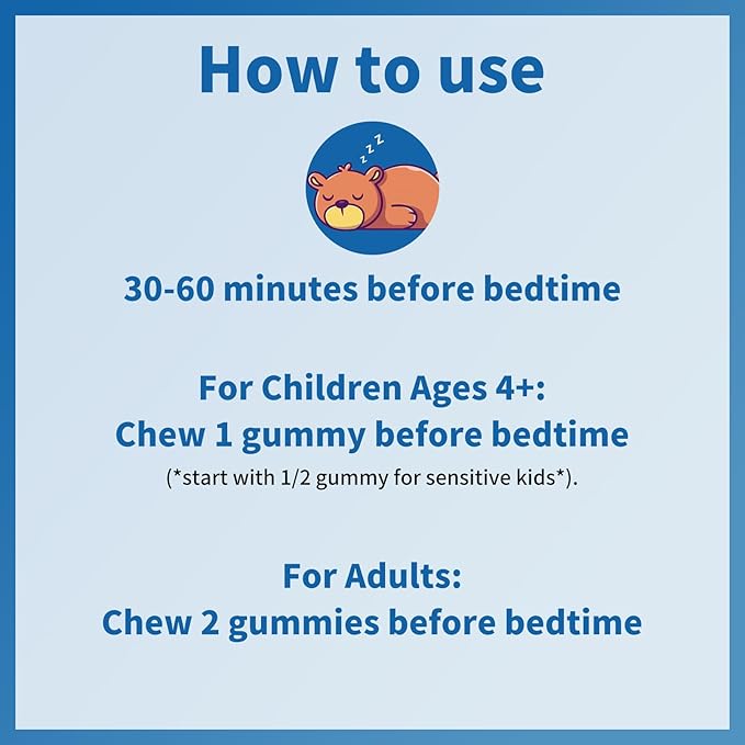 Kids Magnesium Glycinate Gummies 250/500mg - 120 Count Double Pack - Sugar Free Calm &amp Sleep Support for Kid with Vitamin D3 B6 &amp L-Theanine - Melatonin Free - Vegan (250mg Per Gummy)