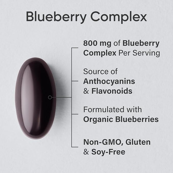 Sports Research Blueberry Capsules - Made from Organic Blueberries with Organic Extra Virgin Olive Oil - Non-GMO &amp Gluten Free - 60 Liquid Softgels