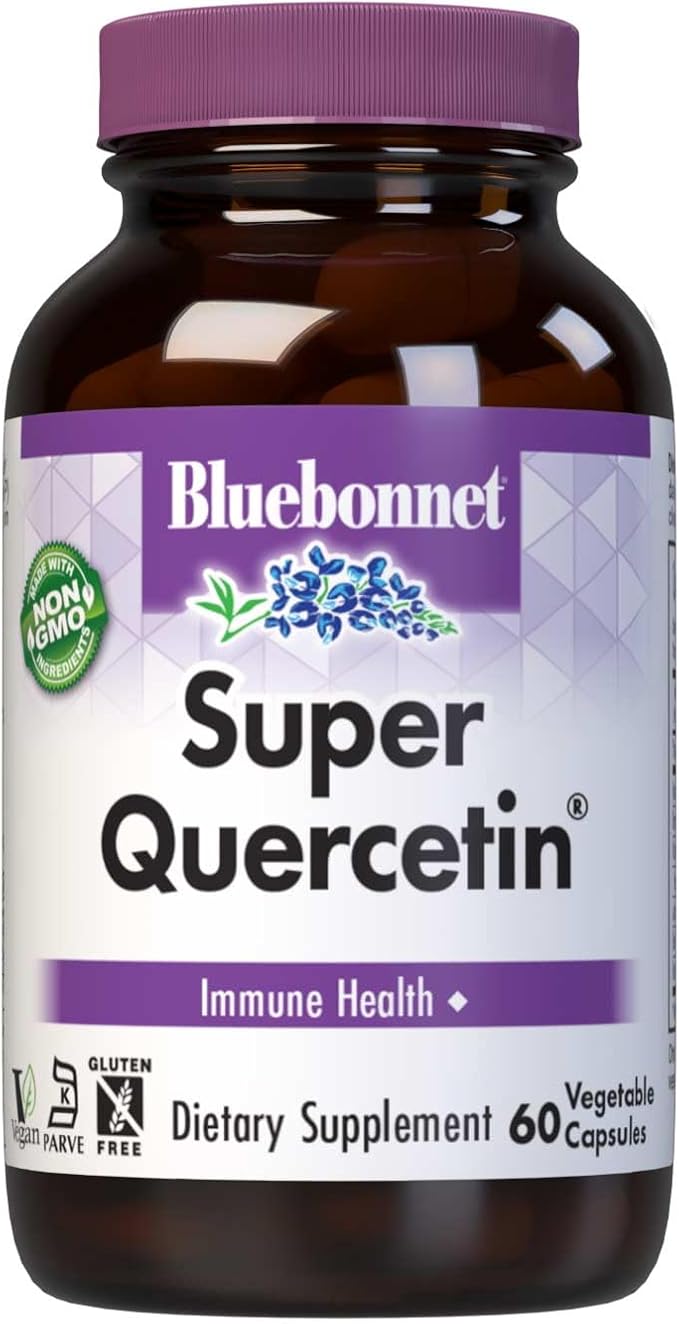 Bluebonnet Nutrition Super Quercetin Vegetable Capsules Vitamin C Formula Best for Seasonal &amp Immune Support Non GMO Gluten Free Soy Free Milk Free Kosher 60 Vegetable Capsules