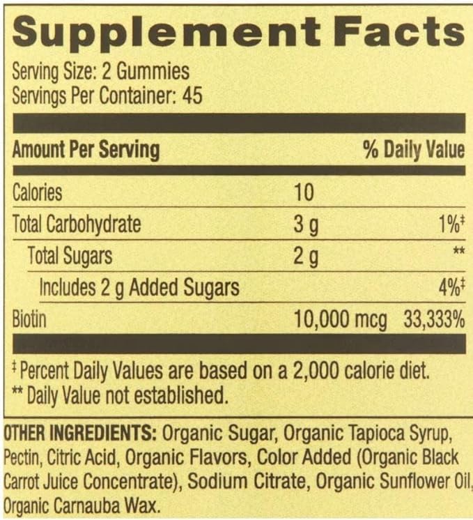 SV Biotin 10000mcg Vegetarian Gummy Supplement 90ct + Sticker VSL