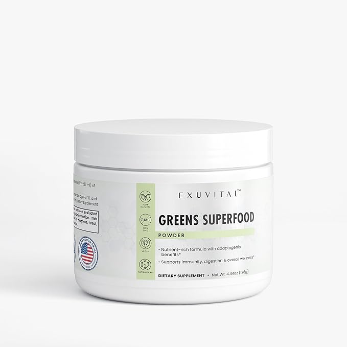 Greens Superfood Daily Nutrition and Energy Enhancement Powder with Spirulina Wheatgrass Barley Grass Adaptogenic Herbs for Immunity and Wellness Support