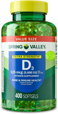 SUREFECT Spring Valley Extra Strength Vitamin D3 125 mcg (5000 IU) Softgels Bone &amp Immune Support - 400 Count Organizer