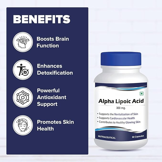 Alpha Lipoic Acid 300mg Capsules | ALA Supplement | Antioxidant Support for Energy &amp Overall Health | 60 Capsules