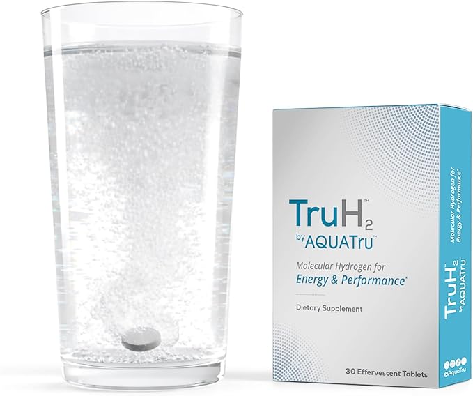 TruH2 by AquaTru Molecular Hydrogen Tablets | with Magnesium | Pre-Workout Supplement | Power Your Workouts with Molecular Hydrogen (H2) | 8 PPM Tablets | Dissolve in Water | 30 Tablets (30 Servings)