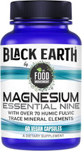 The Food Movement Co. Black Earth Magnesium Essential Nine - Magnesium Glycinate Citrate Malate and More - 9 Bioactive Forms for Optimal Health (60 Count)
