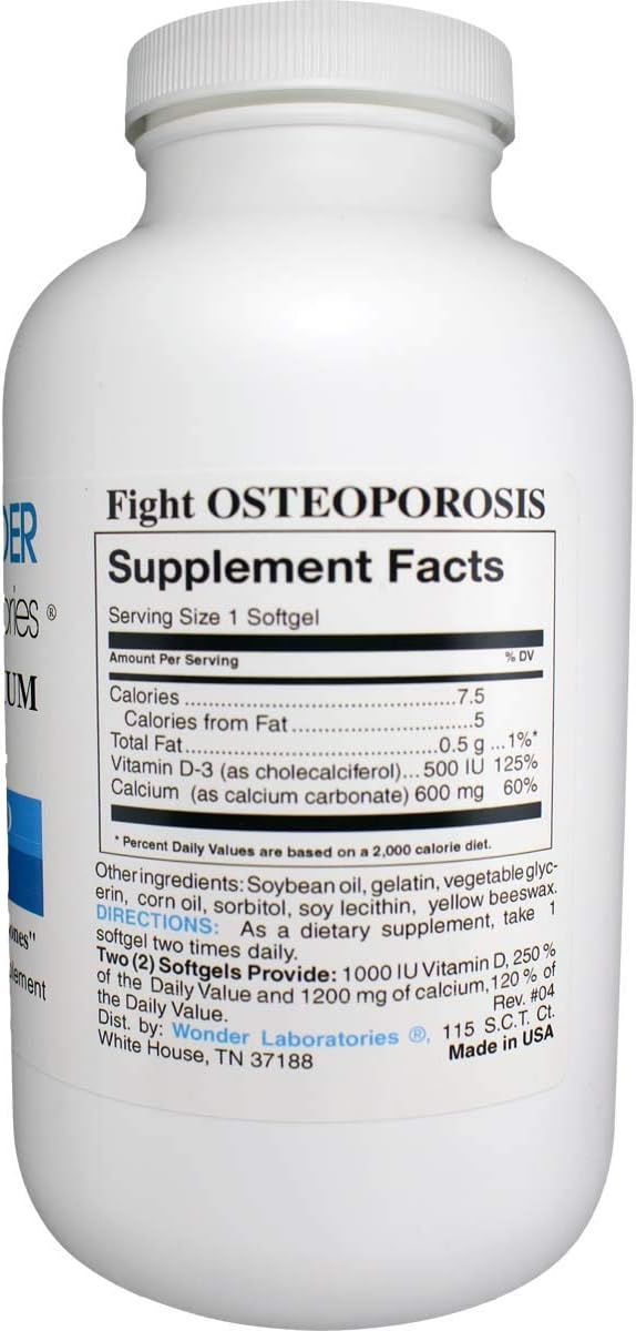 Wonder Laboratories Liquid Calcium Softgels | w/Vitamin D3 Super Potency