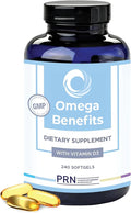 PRN Omega 3 Supplement - 240 Softgels 60-Day Supply - Fish Oil Omega 3 Supplements with 1680 mg EPA &amp 560 mg DHA - rTG Omega-3 + Vitamin D for Skin Joint Brain Eye &amp Heart Health