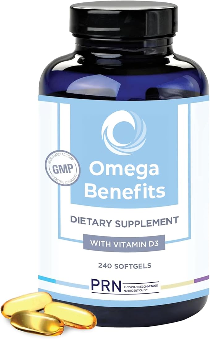 PRN Omega 3 Supplement - 240 Softgels 60-Day Supply - Fish Oil Omega 3 Supplements with 1680 mg EPA &amp 560 mg DHA - rTG Omega-3 + Vitamin D for Skin Joint Brain Eye &amp Heart Health