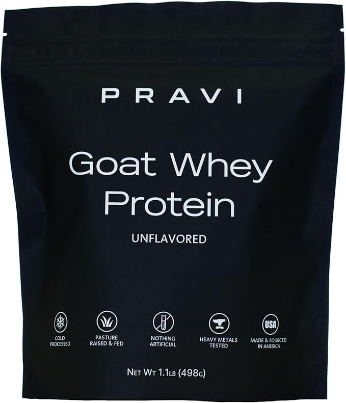 Goat Whey Protein Powder - Whey Protein Supplement - Easy to Digest - Less Lactose - Soy Free - Unflavored - 20 Servings