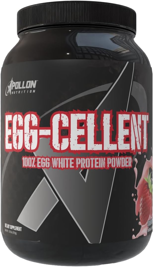 Apollon Nutrition Egg-Cellent | 24g Egg White Protein Powder Recovery Muscle Growth for Men &amp Women Dairy Free Gluten Free Lactose Free Keto-Friendly (26 Serving Strawberry Cream)