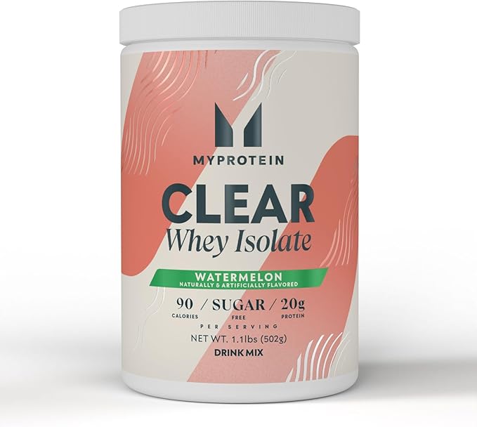 Myprotein Clear Whey Isolate Protein Powder 20 Servings (1.1lbs) Watermelon 20g Protein per Serving Naturally Flavored Drink Mix Daily Protein Intake for Superior Performance