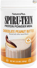 NaturesPlus SPIRU-TEIN Chocolate Peanut Butter - 2.3 lbs Pack of 2 - Plant-Based Protein Powder - Vegetarian Gluten Free - 68 Total Servings
