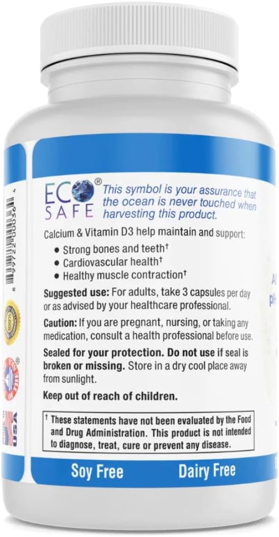 Coral Complex 3 Calcium Supplement Vitamin D3 &amp Magnesium – 900 mg Bioavailable Coral Calcium for Bone Strength Joint Support &amp pH Balance – Trace Minerals Non-GMO 300 Veg Capsules