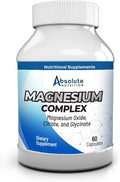 Absolute Nutrition Magnesium Complex - Magnesium Oxide Citrate and Glycinate for Muscle Nerve &amp Cardiovascular Health - 60 Caps