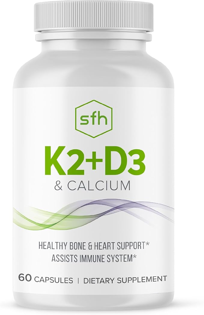 SFH K2+D3 &amp Calcium: The Ultimate 3-in-1 Formula for Bone Immune and Cardiovascular Health – 60 Capsules