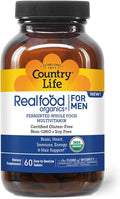 Country Life RealFood Organics for Men – 60 Tablets | 1300mg Organic Fermented Whole Foods 7-Mushroom Superfood &amp Aloe – Certified Gluten-Free Vegan &amp USDA Organic Multivitamin