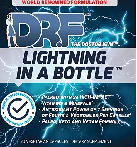 Lightning in a Bottle by Dr. Farrah World Renown Medical Doctor | 23 High Impact Vitamins &amp Minerals | Antioxidant Power of 7 Servings of Fruit &amp Vegetables | Paleo Keto &amp Vegan Friendly