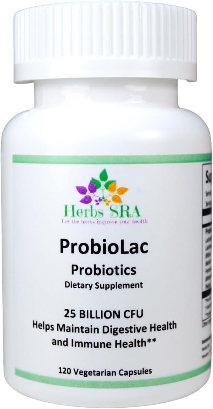ProbioLac Probiotic Supplement with 25 Billion CFU – Multi-Strain Probiotic Blend for Digestive &amp Immune Wellness – 120 Vegetarian Capsules