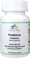 ProbioLac Probiotic Supplement with 25 Billion CFU – Multi-Strain Probiotic Blend for Digestive &amp Immune Wellness – 120 Vegetarian Capsules