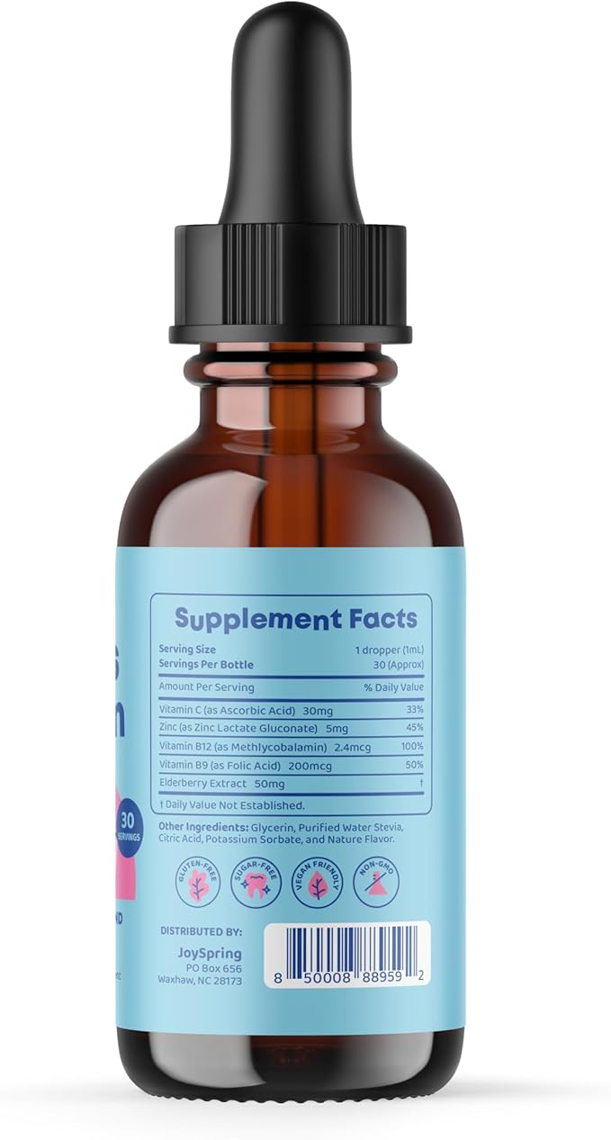 JoySpring Daily Multivitamin with Burdock Root &amp Elderberry Bundle | Kids Vitamins Naturally Sourced Non-GMO Non-Alcoholic Liquid Formula Immunity Health Support | Vegan &amp Vegetarian Supple