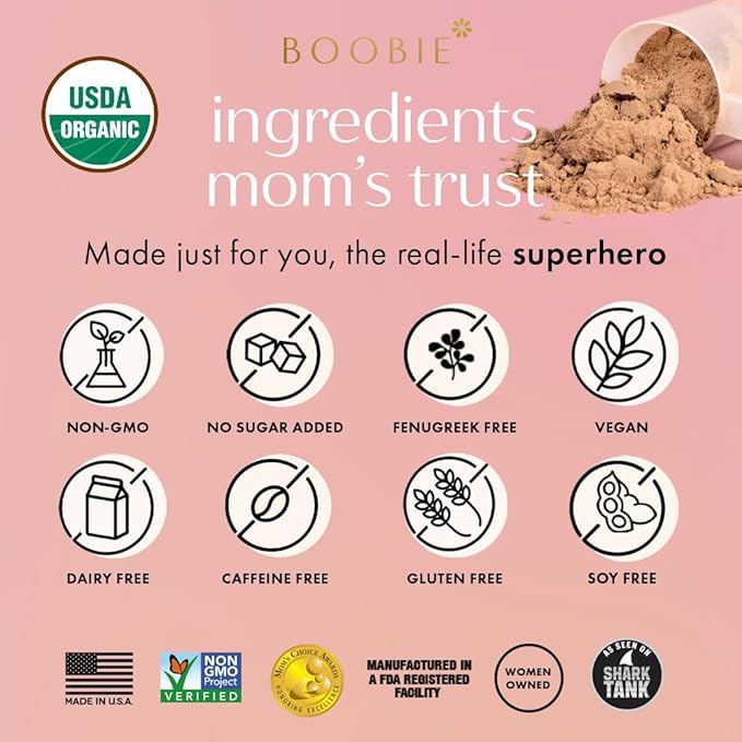 Boobie Body Superfood Protein Meal Replacement Shake Coffee Caramel Flavor | 19g Protein | Safe For Pregnancy Lactation &amp Motherhood | Organic Vegan Zero Sugar 10 Single Serve Packets (1.06