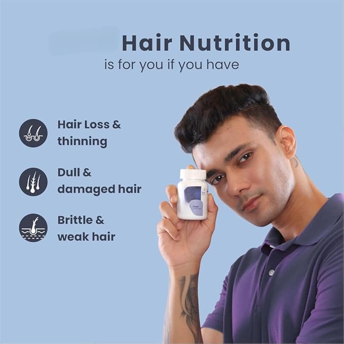 Hair Nutrition Supplement with Biotin Vitamins Minerals Amino Acids &amp DHT Blockers for Hair Growth Nourishment Strengthens &amp Reduces Hair Fall for Men &amp Women - 30 Veg Capsules (1 Mon