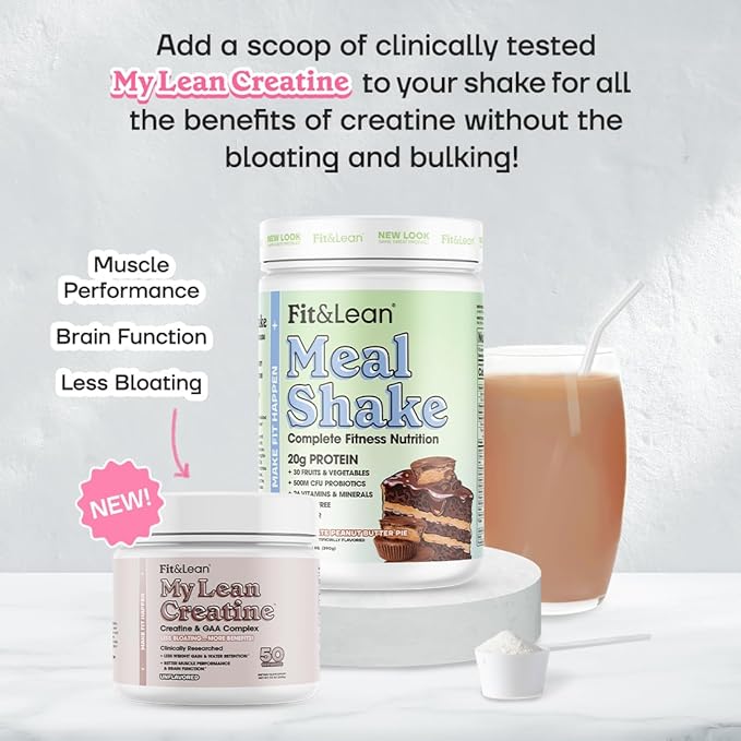Fit &amp Lean Meal Shake Meal Replacement with Protein Fiber Probiotics and Organic Fruits &amp Vegetables Chocolate Peanut Butter Pie 1lb 10 Servings