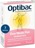 Optibac Probiotics One Week Flat - Vegan Probiotic Supplement for Digestion Gut Health &amp Occasional Bloating 5 Billion CFU - 7 Sachets