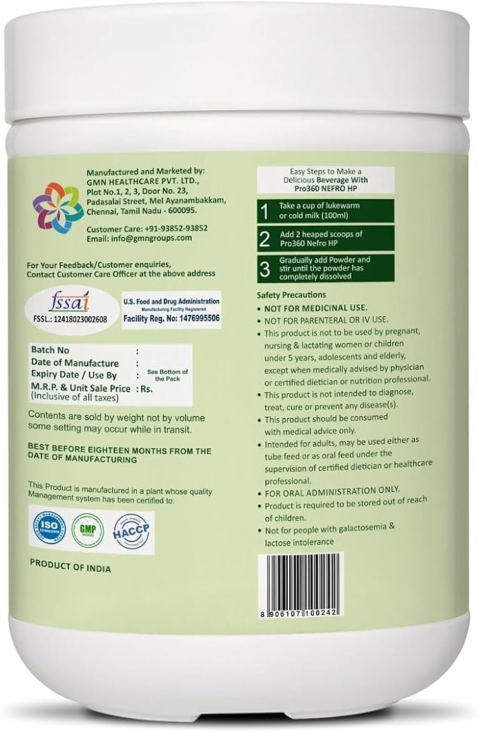 Powder – Vanilla Flavour 400g – High Protein Dialysis Care Nutritional Supplement for Renal Support – Vanilla Protein Powder with L-Taurine