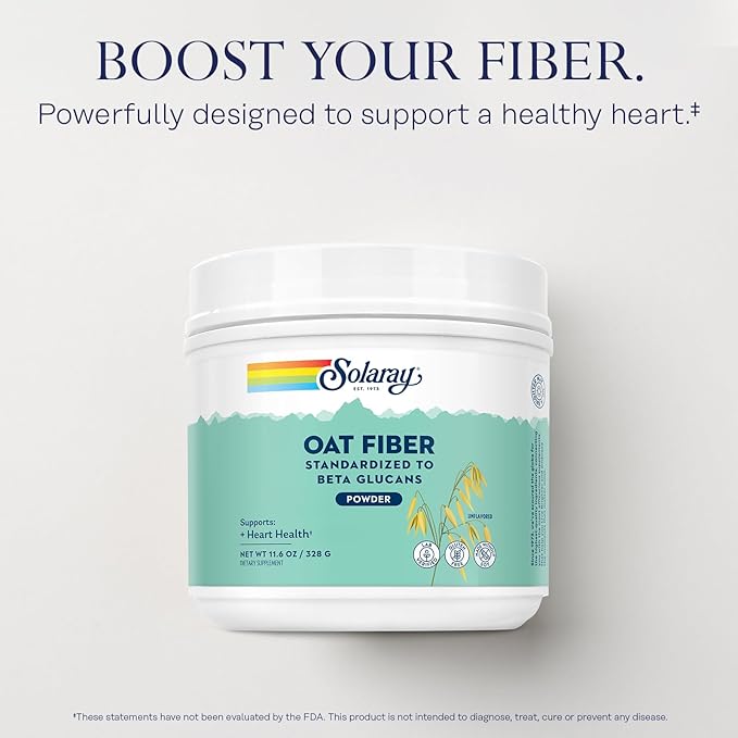 SOLARAY Oat Fiber Powder and Super Digestaway Digestive Enzymes - Soluble Fiber Supplement w/Beta Glucans for Heart Health Support - Digestion Formula w/Betaine HCl Ginger Papaya 30/90 Servings
