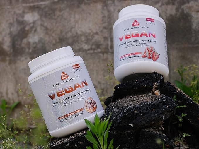 Core Nutritionals Vegan Gourmet Plant Based Protein Blend | with Vegan BCAAs | Lactose Soy Sugar &amp Gluten Free | 21g Pea Protein | 2 Pound (Chocolate Brownie Batter)
