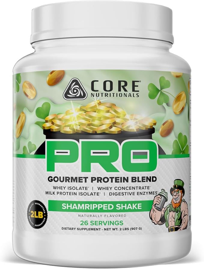 Core Nutritionals PRO Gourmet Protein Blend | Whey Protein Blend | with MCTs &amp Digestive Enzymes | Sustained Release Protein &amp Recovery Support |26 Servings (Shamripped Shake)