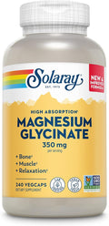 Solaray Magnesium Glycinate New &amp Improved Fully Chelated Bisglycinate with BioPerine High Absorption Formula Stress Bones Muscle &amp Relaxation Support 60 Day Guarantee 60 Servings 240