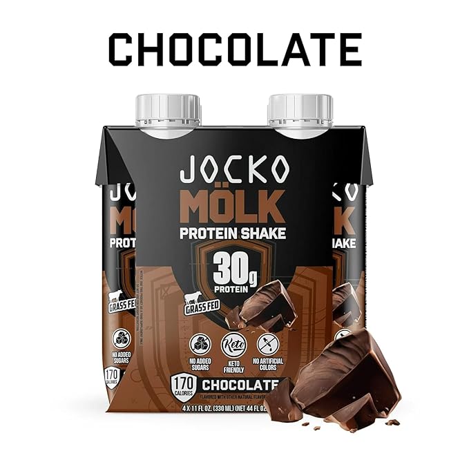 Jocko-Fuel Protein Shake 2 Box with 4 Bottle - Ready to Drink Grass-Fed Whey No Artificial Sweeteners Keto-Friendly Low-Carb High-Protein Meal Replacement Recovery Fitness (11 Fl Oz Chocolat
