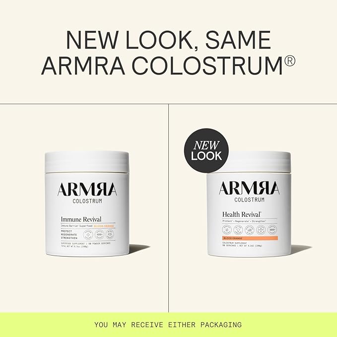 ARMRA Colostrum Powder | Blood Orange | Gut Health &amp Bloating | Skin &amp Hair | Immunity | Keto Gluten &amp Fat-Free | 90 Servings