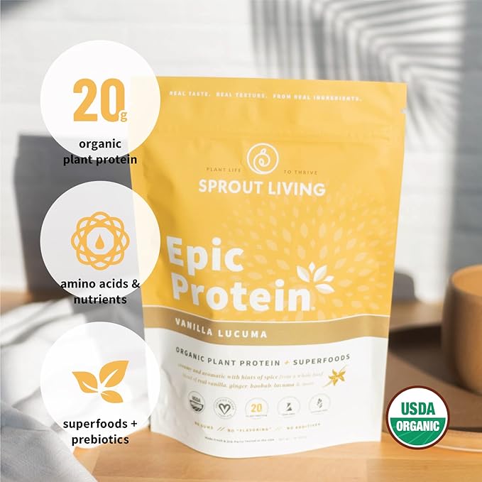 Sprout Living Protein Essentials Vanilla Lucuma &amp Pumpkin (Epic Protein Vanilla Lucuma and Simple Protein Pumpkin) | Complete Organic Plant-Based Protein Powders …