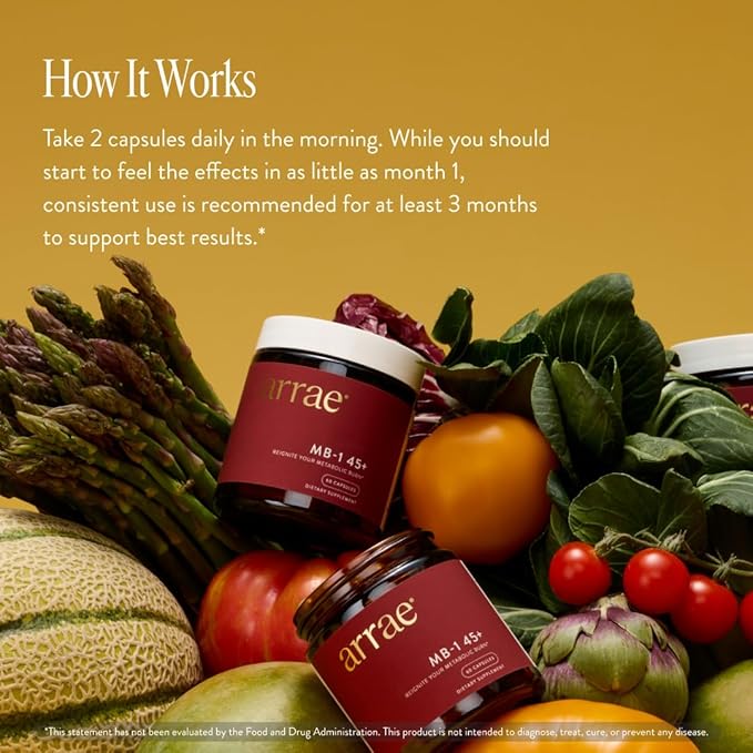 Arrae MB-1 45+ Natural Dietary Supplement Control Appetite Increase Energy Support Healthy Metabolism 60 Capsules