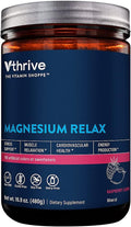 Vthrive Magnesium Relax Powder Supports Stress Relief Muscle Relaxation &amp Enhanced Sleep Quality for Daily Calmness &amp Wellness - Raspberry Lemon Flavor (16.9 Oz. / 100 Servings)