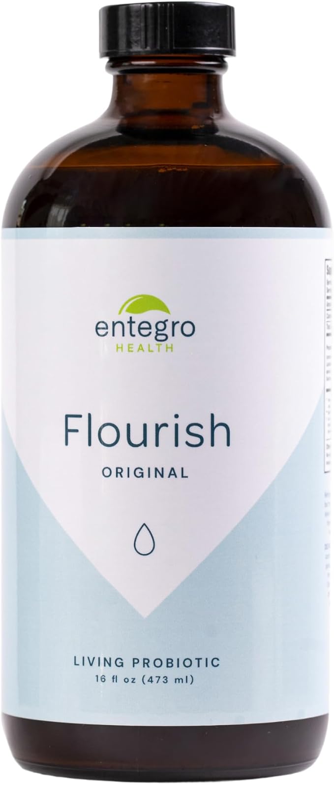 ENTEGRO Flourish Original Liquid Probiotic &amp Postbiotic Supplement - Glass | 11 Live Cultures | Gut &amp Digestive Health for Women Men &amp Kids | Organic Vegan Allergen Free | USA Made | 16