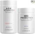 Codeage Daily ADK Vitamin &amp Probiotic Bundle – Vitamin A Retinyl Palmitate Vitamin D3 Cholecalciferol Vitamin K 50 Billion CFU SBO Probiotic Blend Non-GMO