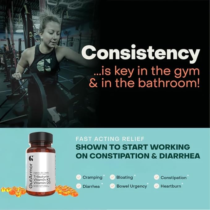 GutArmor Tributyrin Vitamin Complex 180 Softgels 350mg Butyrate with D3 3000IU &amp K2 120mcg Gut Health Support