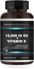 10000 IU Vitamin D3 w/Vitamin K3-180 Capsules