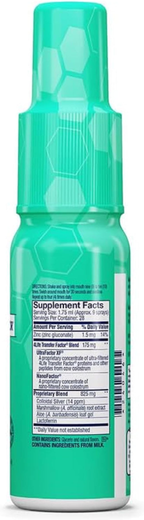 4Life Transfer Factor Immune Spray - Supports Mouth and Throat Immune Health with Zinc Marshmallow Root Extract - Mint Flavor - 1.7 oz