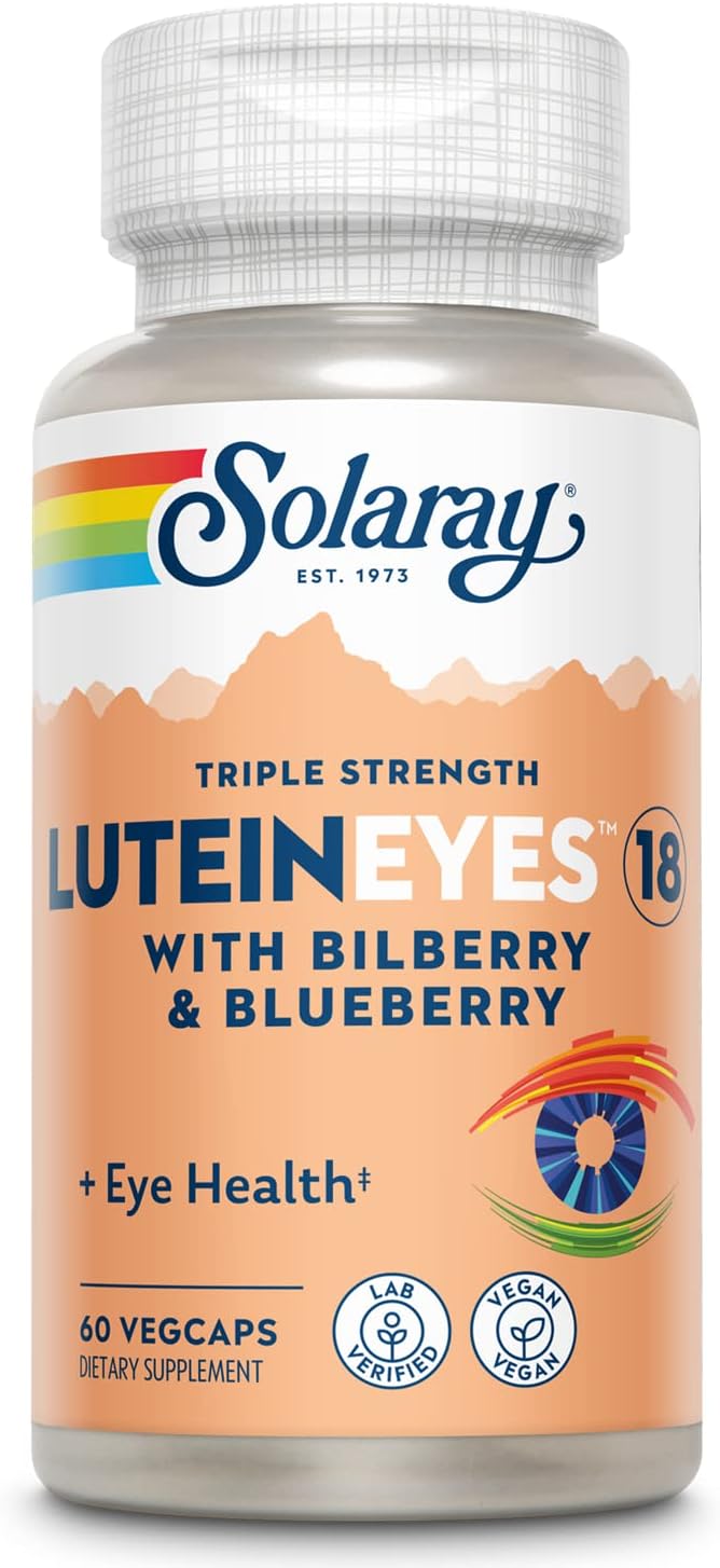 SOLARAY Triple Strength Lutein Eyes 18 mg | Eye &amp Macular Health Support Supplement w/Naturally Occurring Lutein and Zeaxanthin | Non-GMO (60 CT)