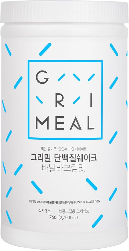 GRIMEAL Meal Replacement Shake ㅣ 12 Flavors for Daily Nutrition ㅣ High Protein Low Sugar Formula ㅣ Plant &amp Whey Protein Blend ㅣ Includes 11 Vitamins &amp Minerals ㅣ Vanilla Cream 750g Powder